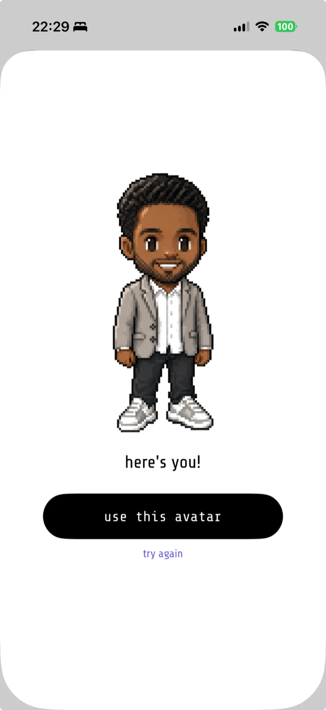 Here's your avatar screen